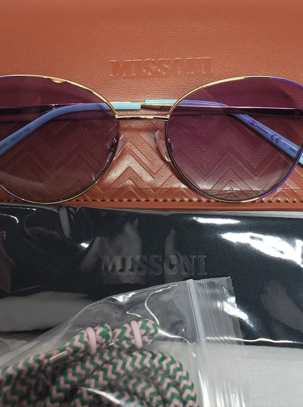 Missoni Purple Gradient Cat-Eye Sunglasses with Blue Temple Tips 55-17-140